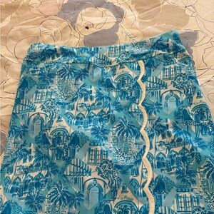 Lilly Pulitzer Blue and White Scenic Print Skort